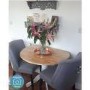 Small Round Drop Leaf Table in White & Wood - 2 Seater - Rhode Island