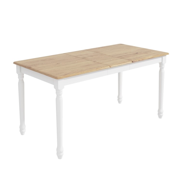 Large White Extendable Dining Table with Light Oak Top - Seats 6 ...