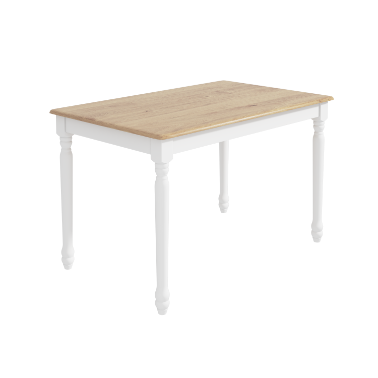 Large White Extendable Dining Table with Light Oak Top - Seats 6 ...