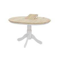 Round Extendable Dining Table in White & Oak Effect - Seats 6 - Rhode Island