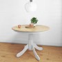 Round Extendable Dining Table in White & Oak Effect - Seats 6 - Rhode Island