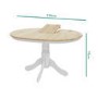 Round Extendable Dining Table in White & Oak Effect - Seats 6 - Rhode Island