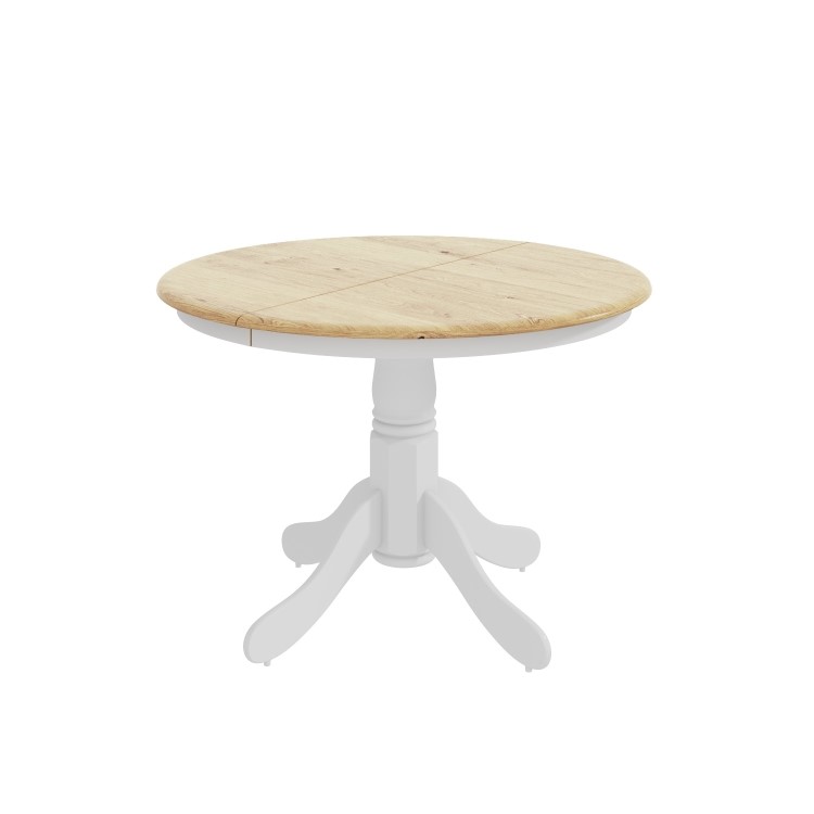 Round Extendable Dining Table in White & Oak Effect - Seats 6 - Rhode Island