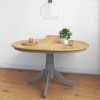 Round Extendable Dining Table with 4 Velvet Chairs in Grey &amp; Oak Finish - Rhode Island &amp; Kaylee