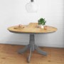 Round Extendable Dining Table in Grey & Oak Finish - Seats 6 - Rhode Island