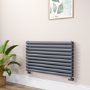 Sorrento Linea Dark Grey Anthracite Oval Designer Radiator 590x1000mm Double Panel 3693 BTU - Horizontal Bars
