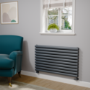 Sorrento Linea Dark Grey Anthracite Oval Designer Radiator 590x1000mm Double Panel 3693 BTU - Horizontal Bars