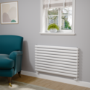 Sorrento Linea White Oval Designer Radiator 590x1000mm Double Panel 3693 BTU - Horizontal Bars