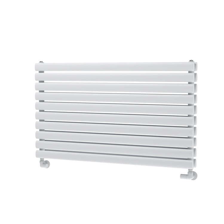 Sorrento Linea White Oval Designer Radiator 590x1000mm Double Panel 3693 BTU - Horizontal Bars