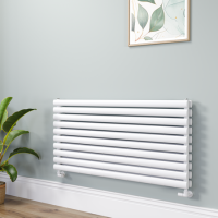 Sorrento Linea White Oval Designer Radiator 590x1200mm Double Panel 4355 BTU - Horizontal Bars