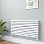 Sorrento Linea White Oval Designer Radiator 590x1200mm Double Panel 4355 BTU - Horizontal Bars