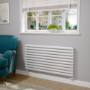 Sorrento Linea White Oval Designer Radiator 590x1200mm Double Panel 4355 BTU - Horizontal Bars