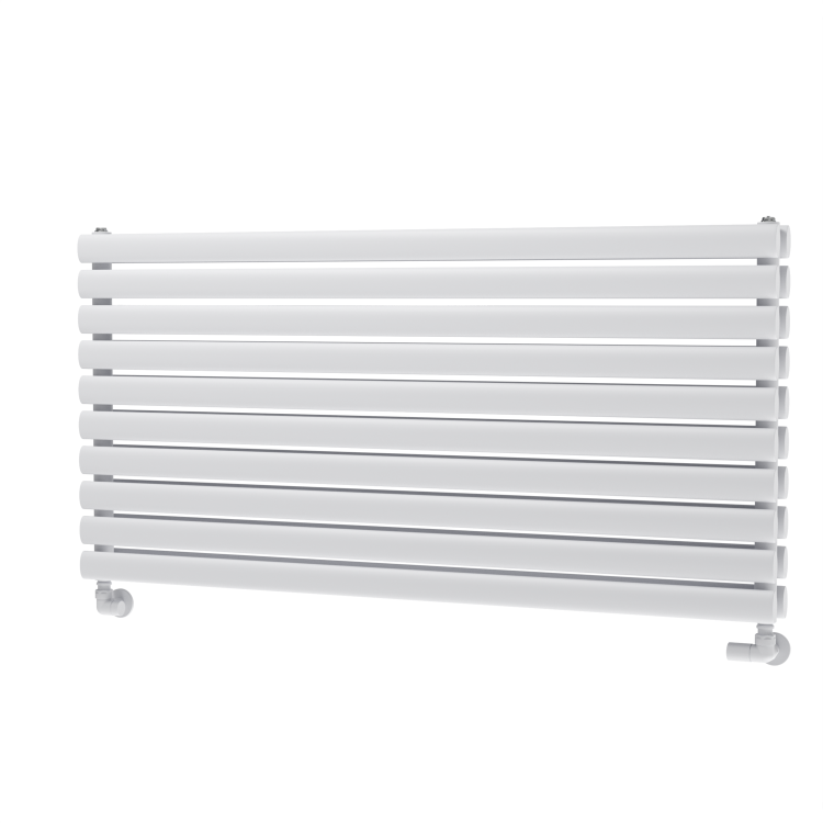 Sorrento Linea White Oval Designer Radiator 590x1200mm Double Panel 4355 BTU - Horizontal Bars