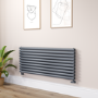 Sorrento Linea Dark Grey Anthracite Oval Designer Radiator 590x1400mm Double Panel 5014 BTU - Horizontal Bars