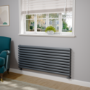 Sorrento Linea Dark Grey Anthracite Oval Designer Radiator 590x1400mm Double Panel 5014 BTU - Horizontal Bars