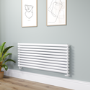 Sorrento Linea White Oval Designer Radiator 590x1400mm Double Panel 5014 BTU - Horizontal Bars