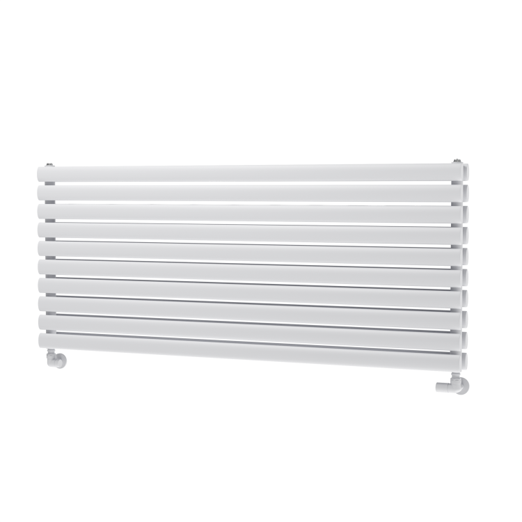 Sorrento Linea White Oval Designer Radiator 590x1400mm Double Panel 5014 BTU - Horizontal Bars