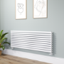 Sorrento Linea White Oval Designer Radiator 590x1600mm Double Panel 5676 BTU - Horizontal Bars