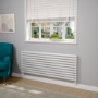 Sorrento Linea White Oval Designer Radiator 590x1600mm Double Panel 5676 BTU - Horizontal Bars