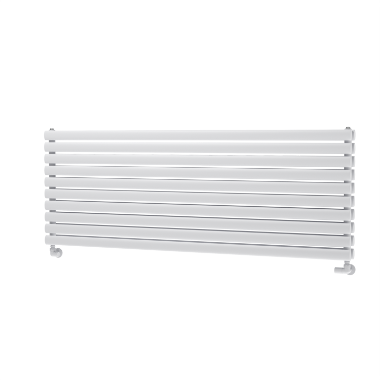 Sorrento Linea White Oval Designer Radiator 590x1600mm Double Panel 5676 BTU - Horizontal Bars