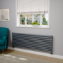 Sorrento Linea Dark Grey Anthracite Oval Designer Radiator 590x1800mm Double Panel 6338 BTU - Horizontal Bars