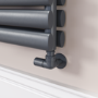 Sorrento Linea Dark Grey Anthracite Oval Designer Radiator 590x1800mm Double Panel 6338 BTU - Horizontal Bars