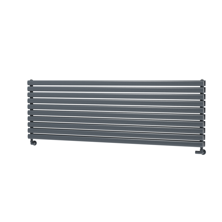 Sorrento Linea Dark Grey Anthracite Oval Designer Radiator 590x1800mm Double Panel 6338 BTU - Horizontal Bars