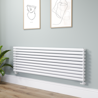 Sorrento Linea White Oval Designer Radiator 590x1800mm Double Panel 6338 BTU - Horizontal Bars