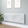 Sorrento Linea White Oval Designer Radiator 590x1800mm Double Panel 6338 BTU - Horizontal Bars