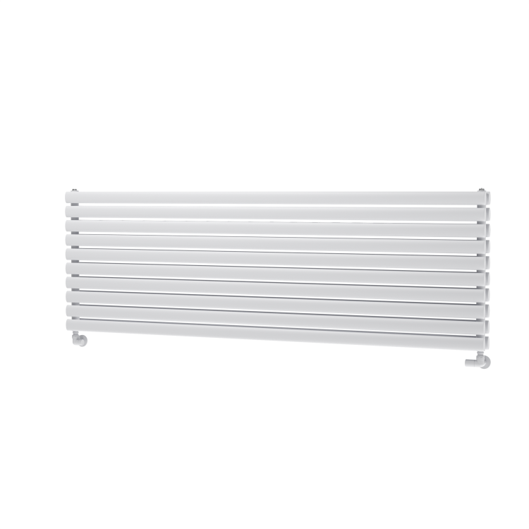 Sorrento Linea White Oval Designer Radiator 590x1800mm Double Panel 6338 BTU - Horizontal Bars