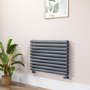 Sorrento Linea Dark Grey Anthracite Oval Designer Radiator 590x800mm Double Panel 3024 BTU - Horizontal Bars