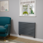 Sorrento Linea Dark Grey Anthracite Oval Designer Radiator 590x800mm Double Panel 3024 BTU - Horizontal Bars