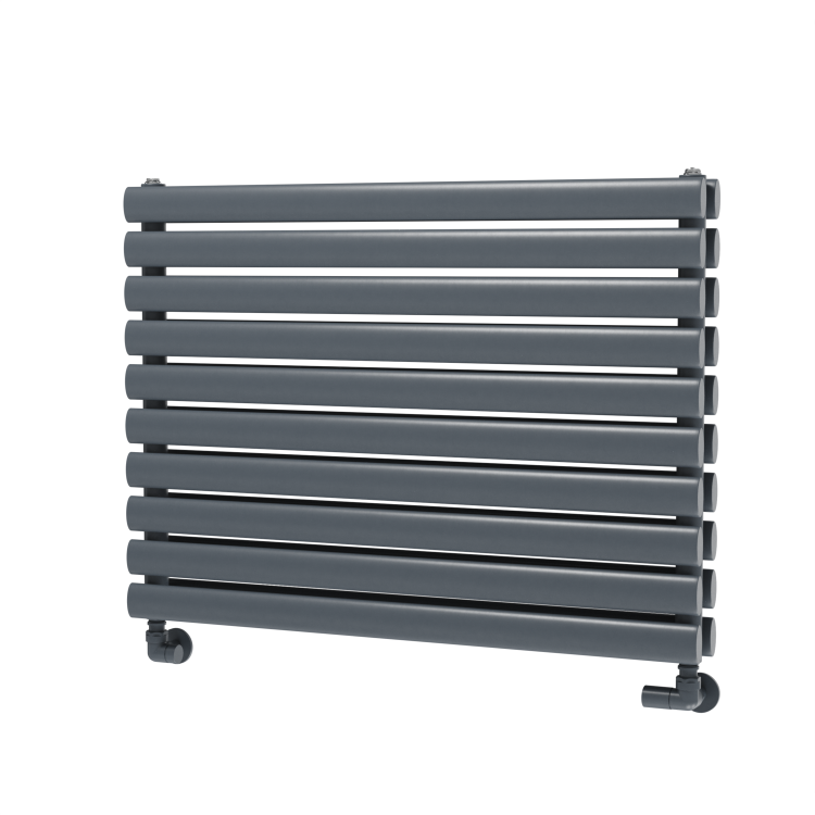 Sorrento Linea Dark Grey Anthracite Oval Designer Radiator 590x800mm Double Panel 3024 BTU - Horizontal Bars