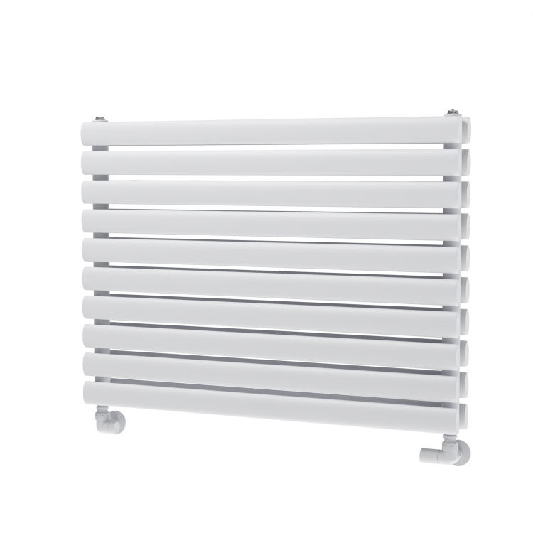 Sorrento Linea White Oval Designer Radiator 590x800mm Double Panel 3024 BTU - Horizontal Bars