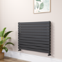 Riace Linea Black Flat Designer Radiator 770x1000mm Double Panel 4553 BTU - Horizontal Bars