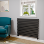 Riace Linea Black Flat Designer Radiator 770x1000mm Double Panel 4553 BTU - Horizontal Bars