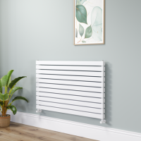 Riace Linea White Flat Designer Radiator 770x1200mm Double Panel 5358 BTU - Horizontal Bars