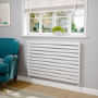 Riace Linea White Flat Designer Radiator 770x1200mm Double Panel 5358 BTU - Horizontal Bars