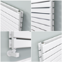 Riace Linea White Flat Designer Radiator 770x1200mm Double Panel 5358 BTU - Horizontal Bars