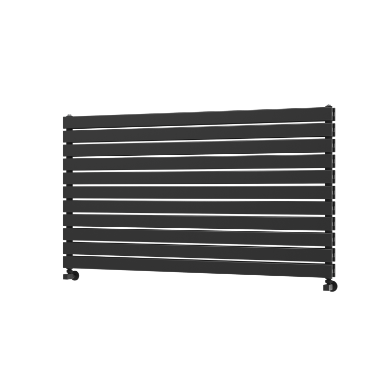 Riace Linea Midnight Black Flat Designer Radiator 770x1400mm Double Panel 6143 BTU - Horizontal Bars