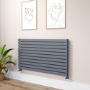 Riace Linea Dark Grey Anthracite Flat Designer Radiator 770x1400mm Double Panel 6143 BTU - Horizontal Bars