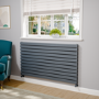Riace Linea Dark Grey Anthracite Flat Designer Radiator 770x1400mm Double Panel 6143 BTU - Horizontal Bars
