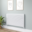 RHD11-1400-WCF Riace Linea White Flat Designer Radiator 770x1400mm Double Panel 6143 BTU - Horizontal Bars