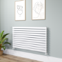 Riace Linea White Flat Designer Radiator 770x1400mm Double Panel 6143 BTU - Horizontal Bars