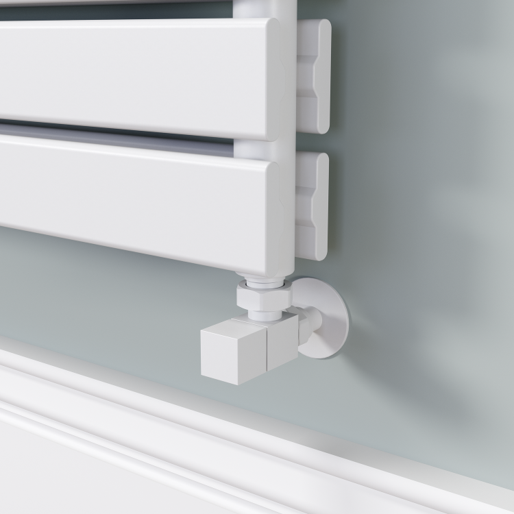 Riace Linea White Flat Designer Radiator 770x1400mm Double Panel 6143 BTU - Horizontal Bars