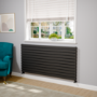 Riace Linea Midnight Black Flat Designer Radiator 770x1600mm Double Panel 6904 BTU - Horizontal Bars