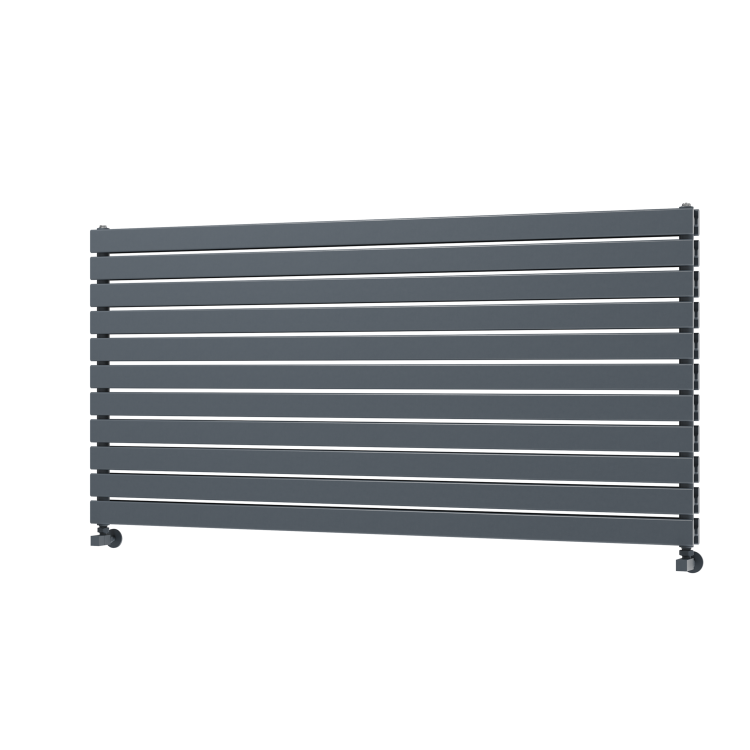 Riace Linea Dark Grey Anthracite Flat Designer Radiator 770x1600mm Double Panel 6904 BTU - Horizontal Bars