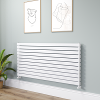 Riace Linea White Flat Designer Radiator 770x1600mm Double Panel 6904 BTU - Horizontal Bars