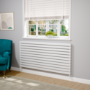 Riace Linea White Flat Designer Radiator 770x1600mm Double Panel 6904 BTU - Horizontal Bars