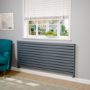 Riace Linea Dark Grey Anthracite Flat Designer Radiator 770x1800mm Double Panel 7645 BTU - Horizontal Bars